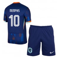 Camiseta Países Bajos Memphis Depay #10 Segunda Equipación Replica Eurocopa 2024 para niños mangas cortas (+ Pantalones cortos)